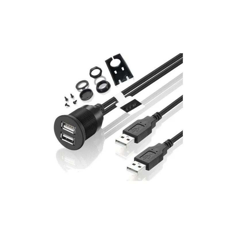 Cable extensión USB 2.0, base redonda doble, conexión macho a hembra