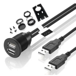 Cable extensión USB 2.0, base redonda doble, conexión macho a hembra