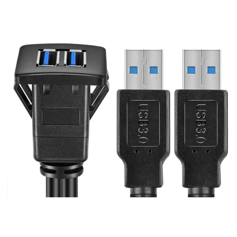Cable alargador para reubicar USB, base rectangular con 2 puertos