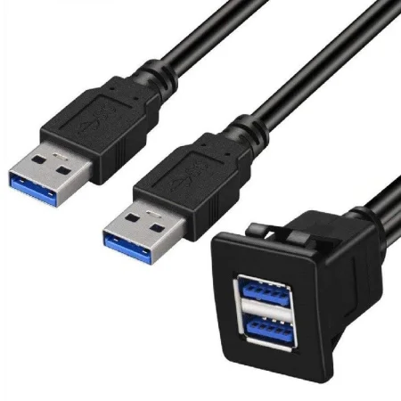 Cable extensión USB con base rectangular doble