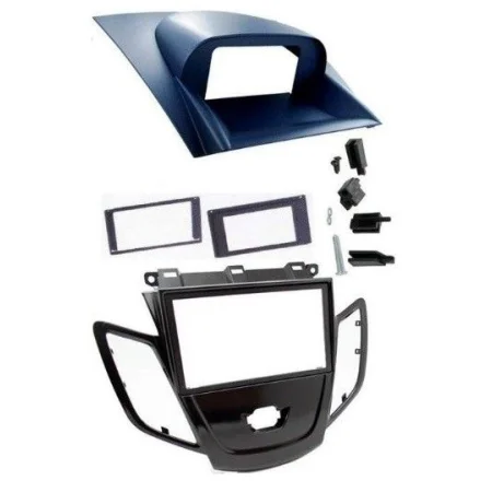 Marco radio Ford Fiesta año 2008 2017. Negro brillante con display azul.