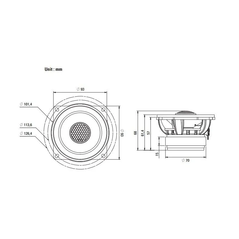 Blam Audio 100RFC, medidas altavoces coaxiales de 4"