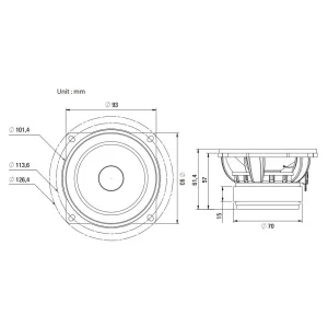 Blam Audio 100RFS, altavoces 4", medidas