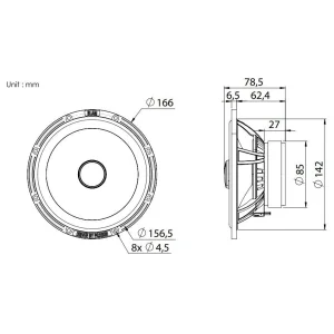 Blam Audio 165R2C, medidas altavoces 165mm, coaxiales