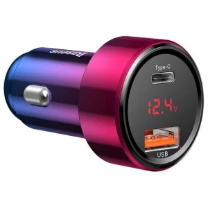 Cargador de coche USB+USB C 12/24V, 45W, carga rápida