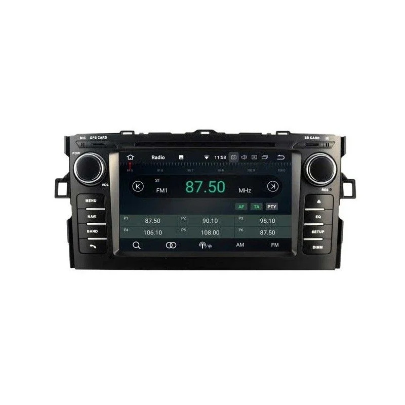 Radio navegador Toyota Auris 2007 2012, Toyota Corolla 2012 2013, CarPlay & Android Auto inalámbrico