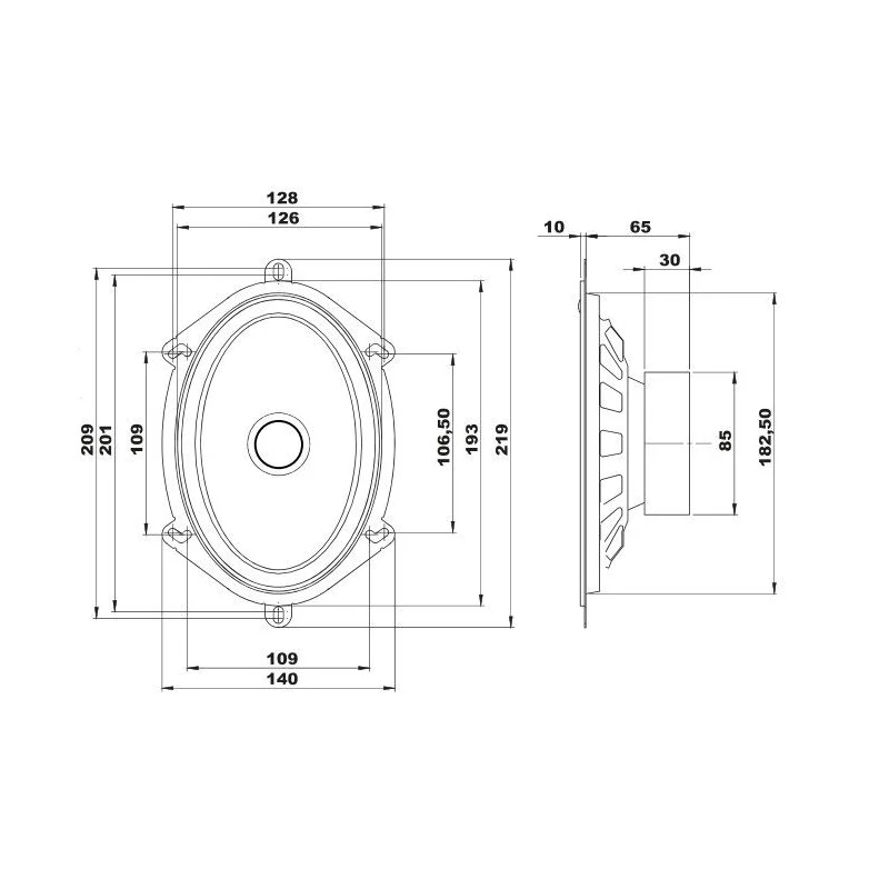Blam Audio 570RS, medidas altavoces 5x7", 2 vías