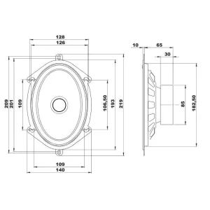 Blam Audio 570RS, medidas altavoces 5x7", 2 vías