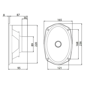 Blam Audio 690RS, medidas de altavoces 6x9"