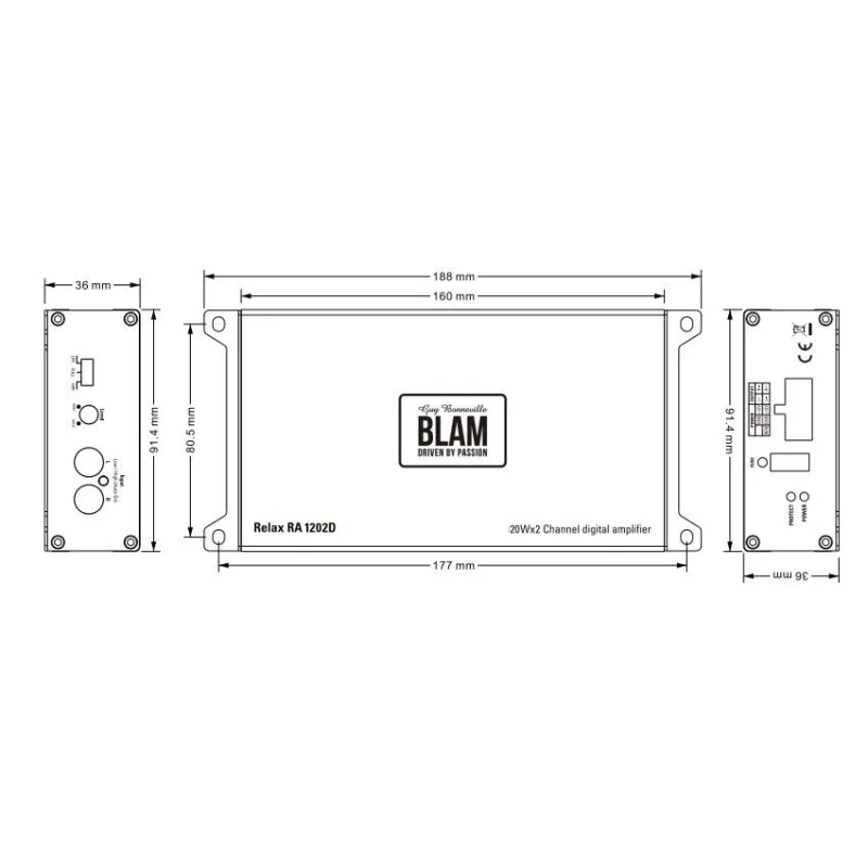 Blam Audio RA1202D, medidas amplificador compacto