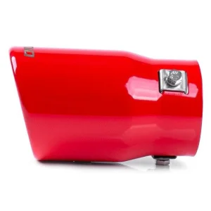 Embellecedor cola de escape inox, modelo 017, acabado en color rojo