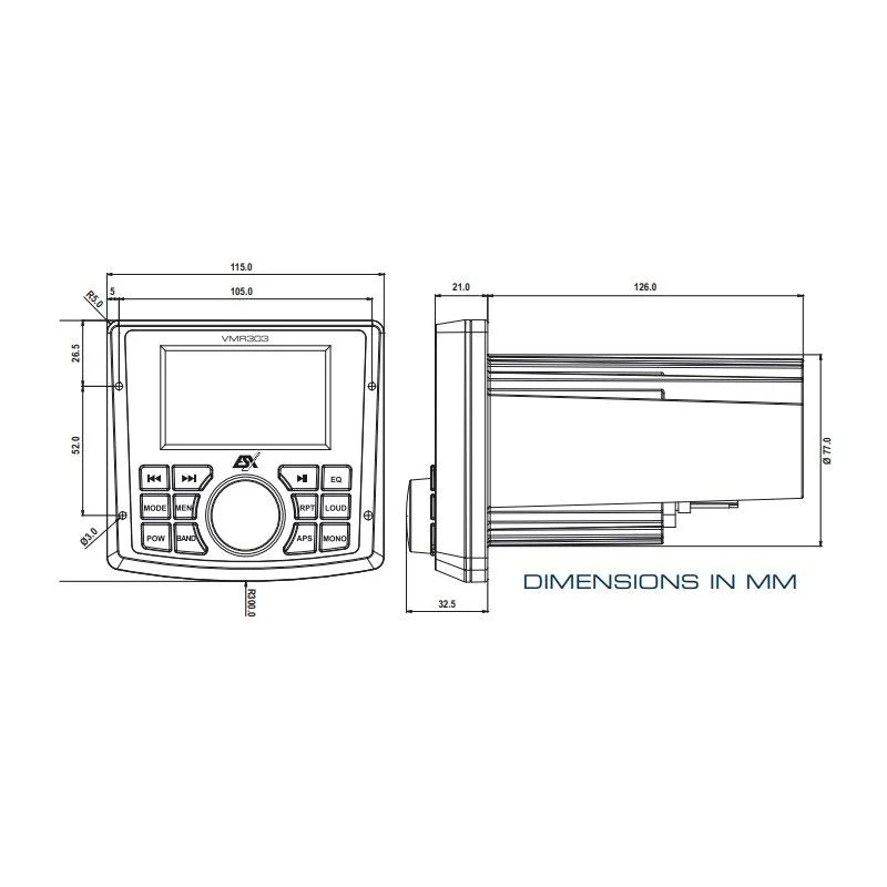 Medidas ESX Audio VMR303