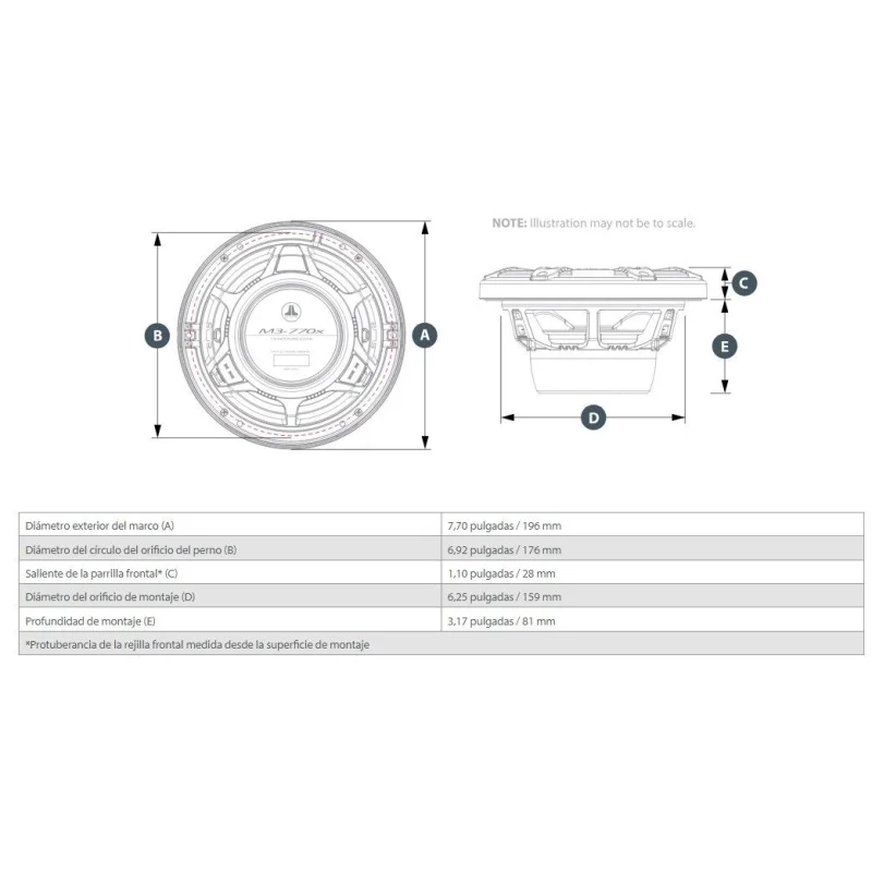 JL Audio M3 770X S Gw, medidas