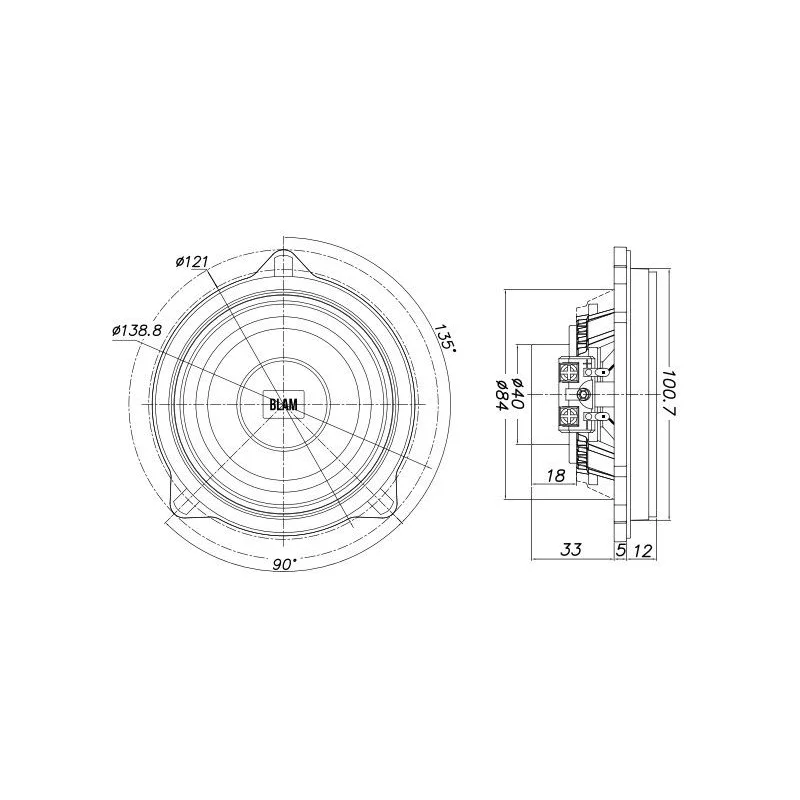 Blam Audio BM100NC, medidas altavoces 4" para BMW y Mini