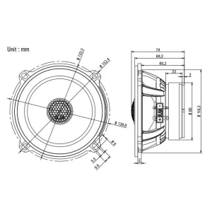 Blam Audio 130RFC, medidas altavoces coaxiales de 5"