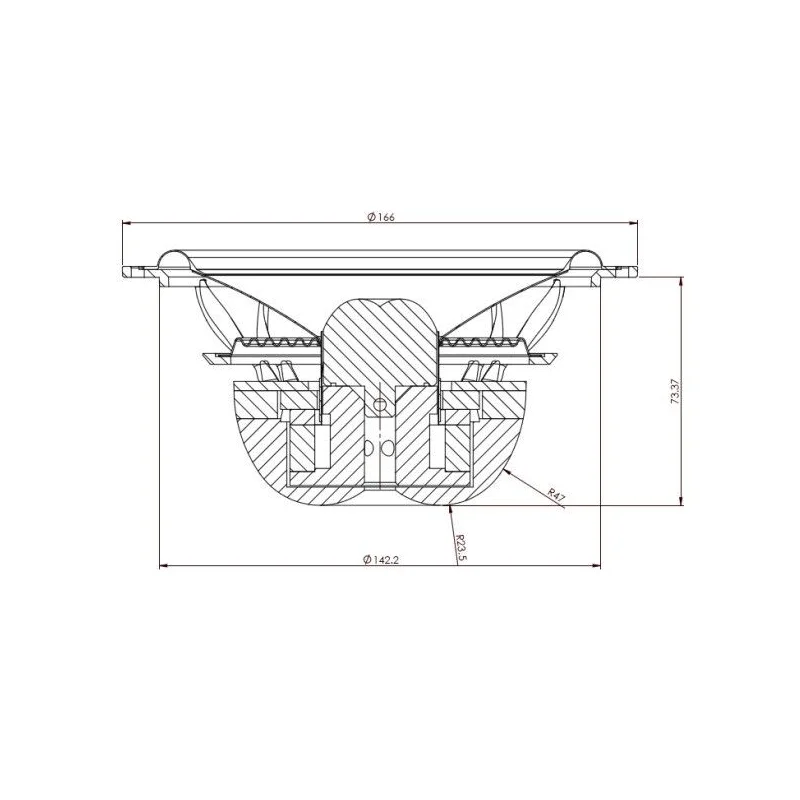 Gladen Audio AEROSPACE 165 PP Woofers 165mm, medidas