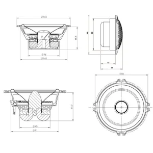 Gladen Audio ZERO PRO 165.3 Altavoces 6,5", 3 vías, medidas