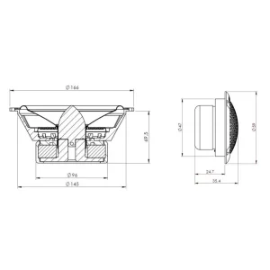 Altavoces 16,5cm Gladen Audio ZEROPRO165.2PP, medidas