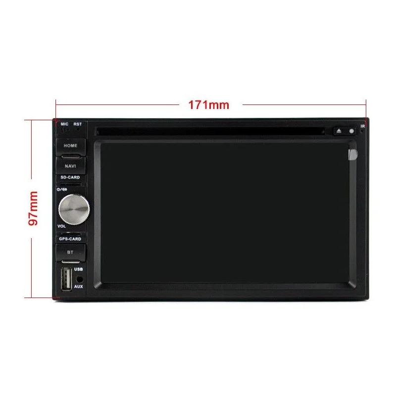 Radio navegador 6,2" Android, medidas