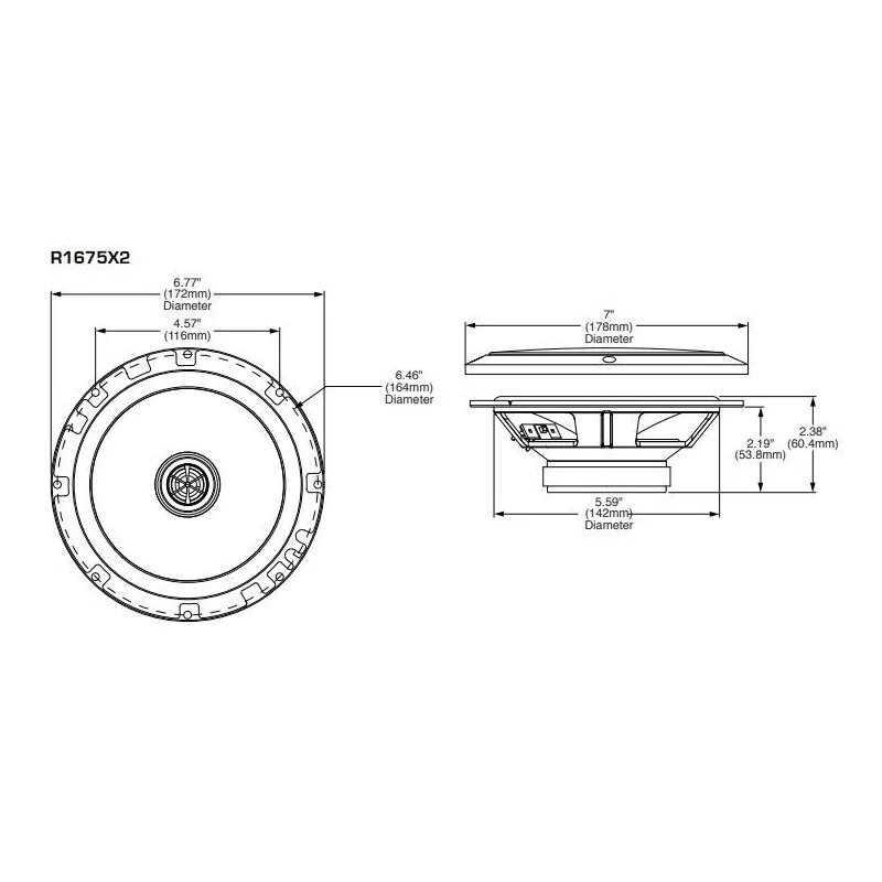 Medidas Rockford Fosgate R1675X2