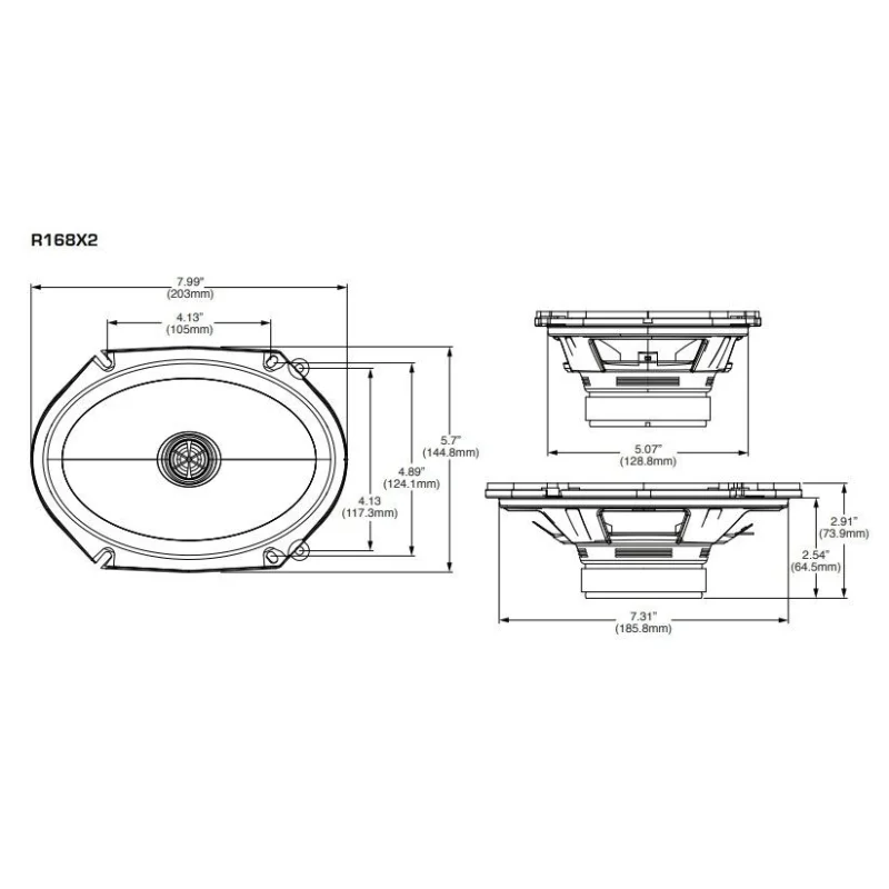 Medidas Rockford Fosgate R168X2