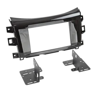 Marco auto radio Nissan Navara 2015, tamaño 2DIN, negro brillante