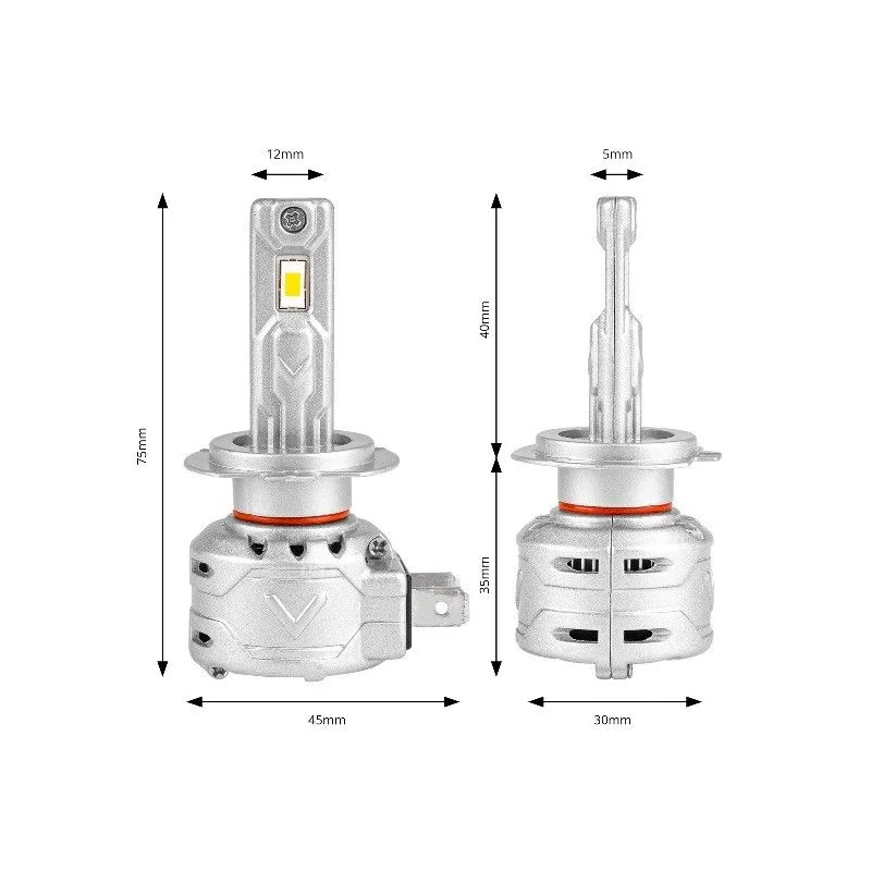 Bombillas led H7, 72W, 6500K, 12V, medidas