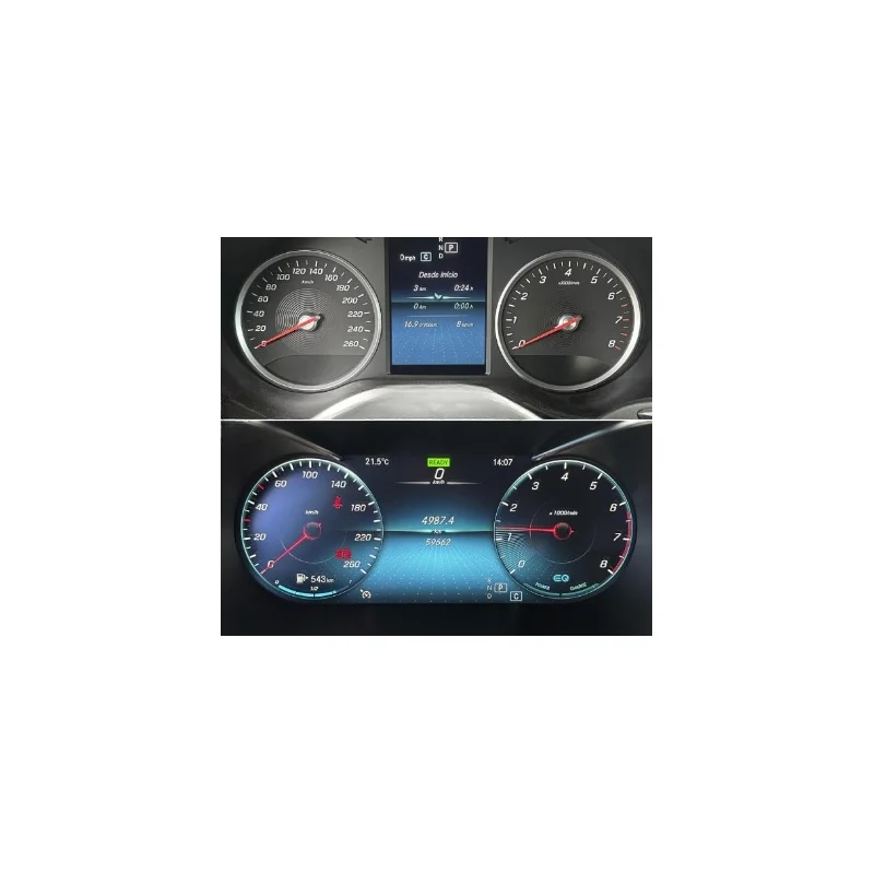 Cuadro digital para Mercedes Benz Clase C W205, 2015 2018 / GLC, X253, 2016 2019, antes y después