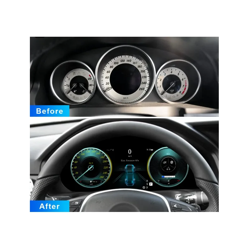 Cuadro Digital Cockpit Mercedes Benz E W212 NTG4.0, 2009 2017, Ihnavi, antes y después