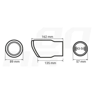 Cola de escape en acero inox cromado, AMIO 04064, medidas