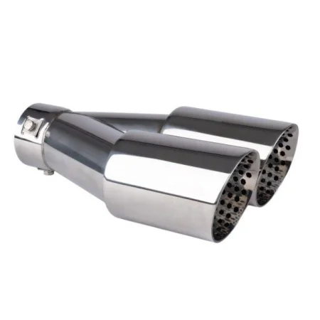 Cola de escape doble de acero inox cromado AMIO 04062