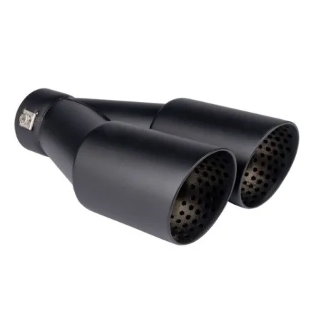 Cola de escape doble de acero inox negro cromado AMIO 04063