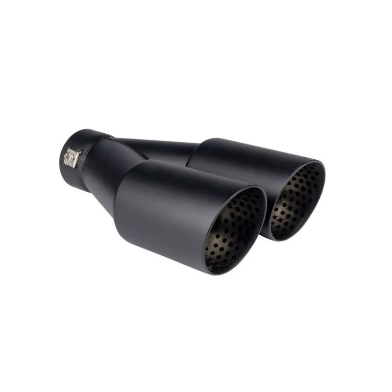 Cola de escape doble de acero inox negro cromado AMIO 04063