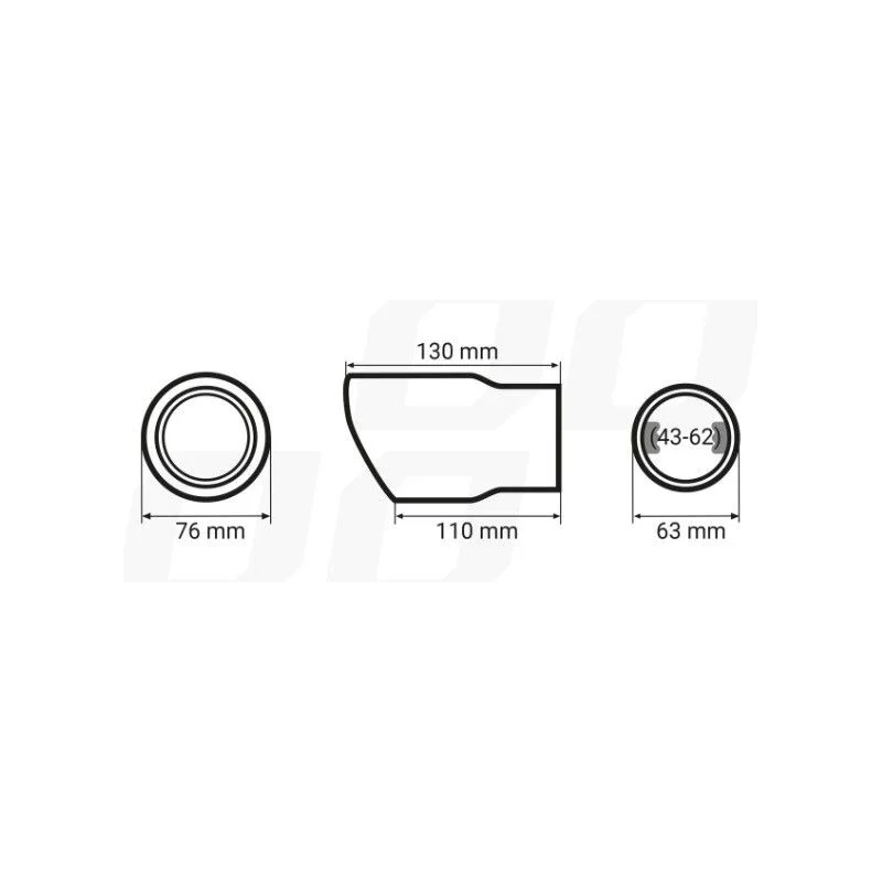 Cola de escape en acero inox azul, AMIO 04072, medidas
