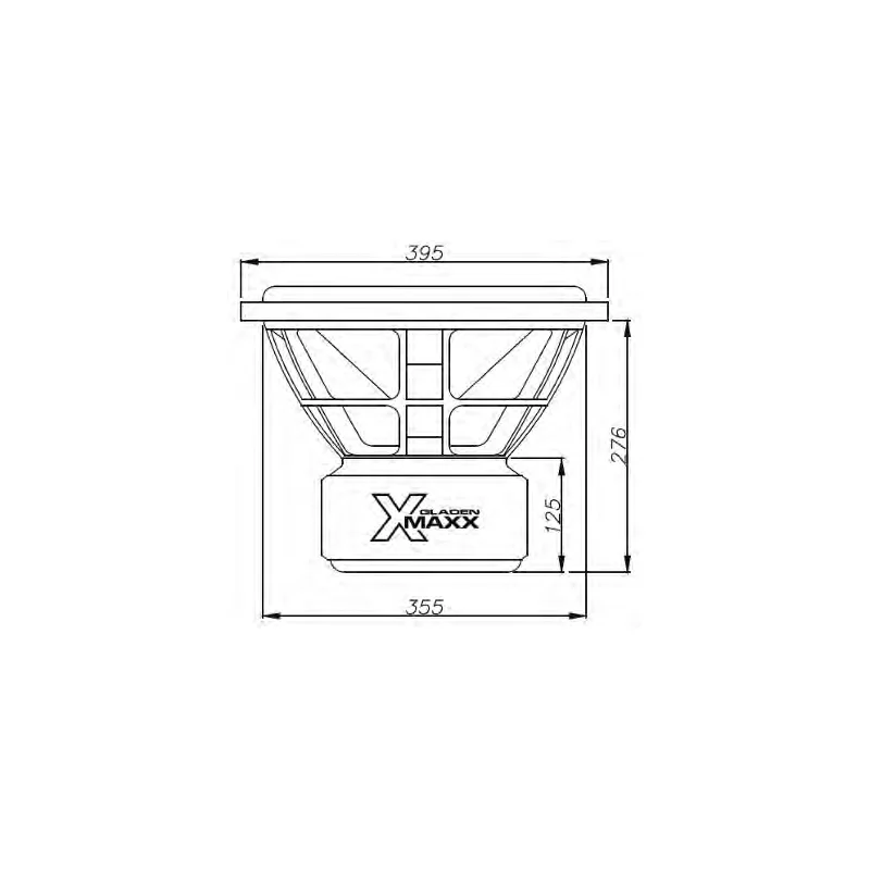Subwoofer Gladen Audio X MAXX 15 de 15", medidas