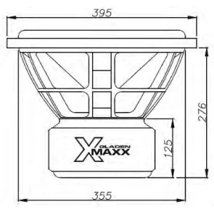 Subwoofer Gladen Audio X MAXX 15 de 15", medidas