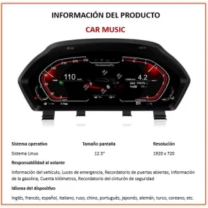 Información del cuadro digital para BMW