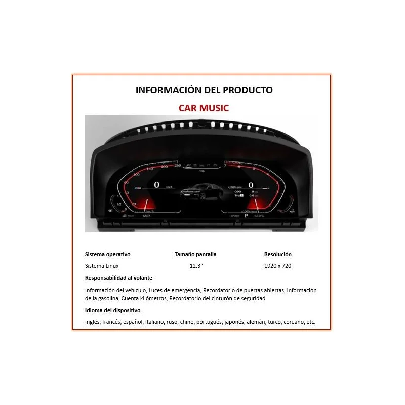 Información cuadro digital BMW