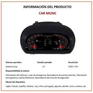 Información cuadro digital para BMW