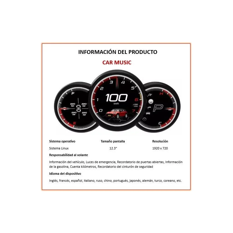 Información cuadro digital Mini Cooper