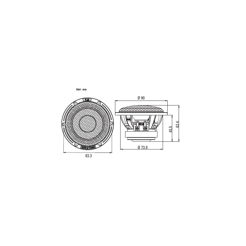 Blam Audio R80dB, medidas altavoz, 80mm
