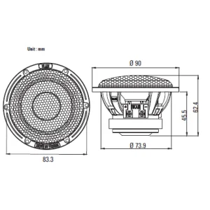 Blam Audio R80dB, medidas altavoz, 80mm