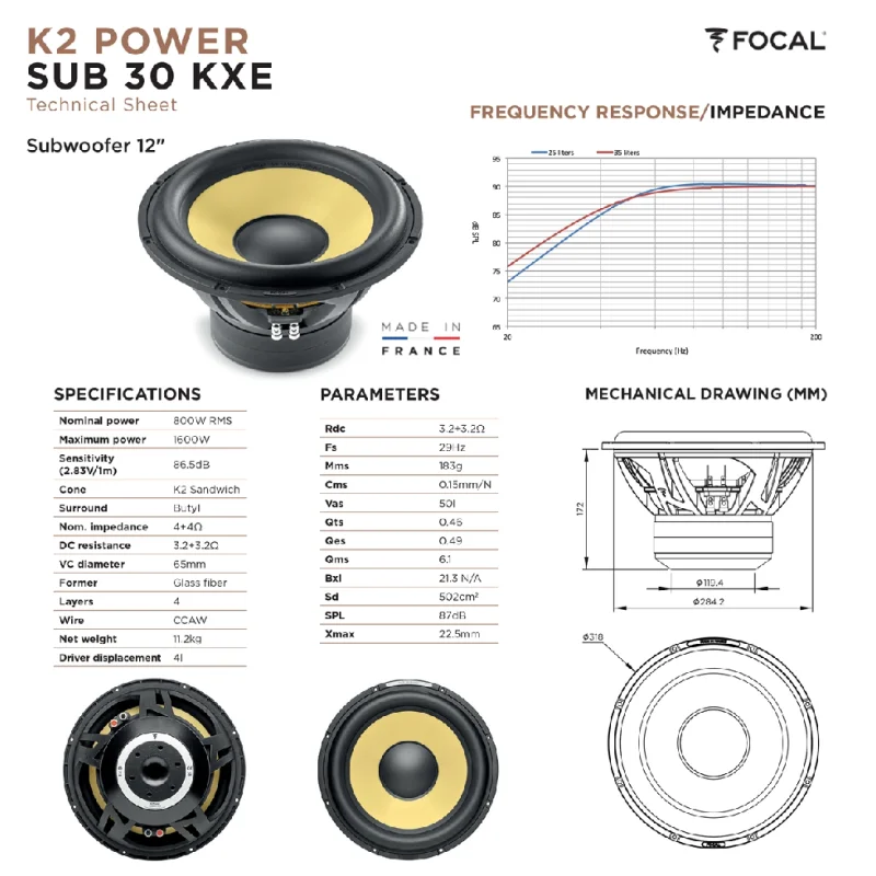 Subwoofer Focal SUB30KXE, 30cm