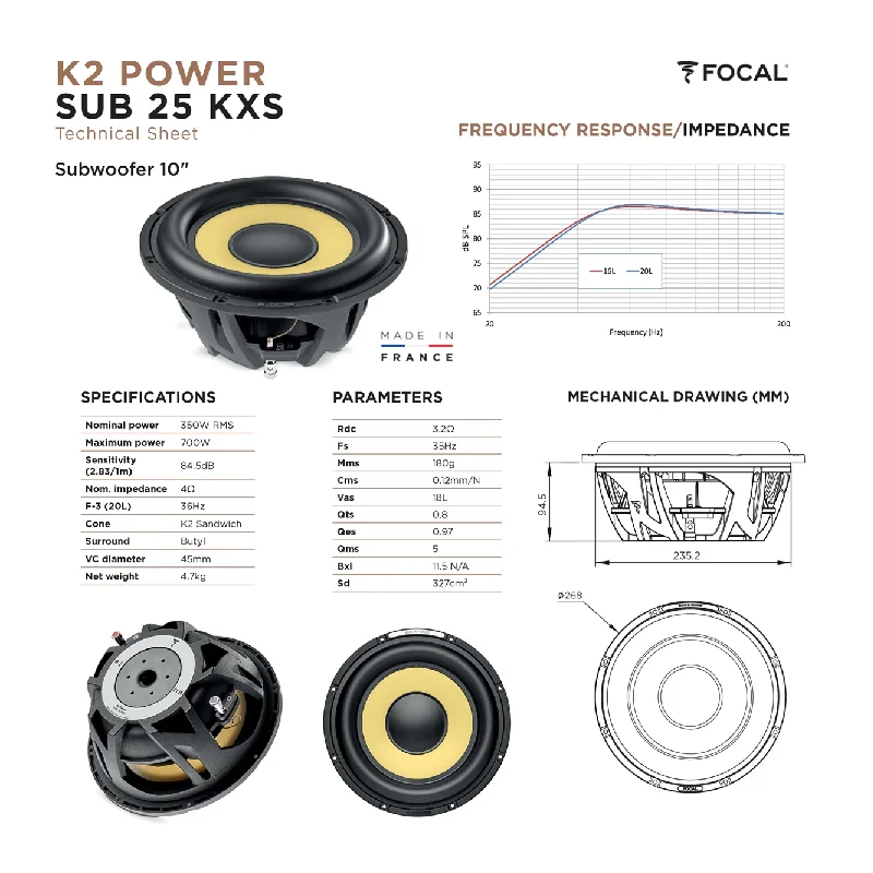 Subwoofer Focal SUB 25 KXS, 25cm