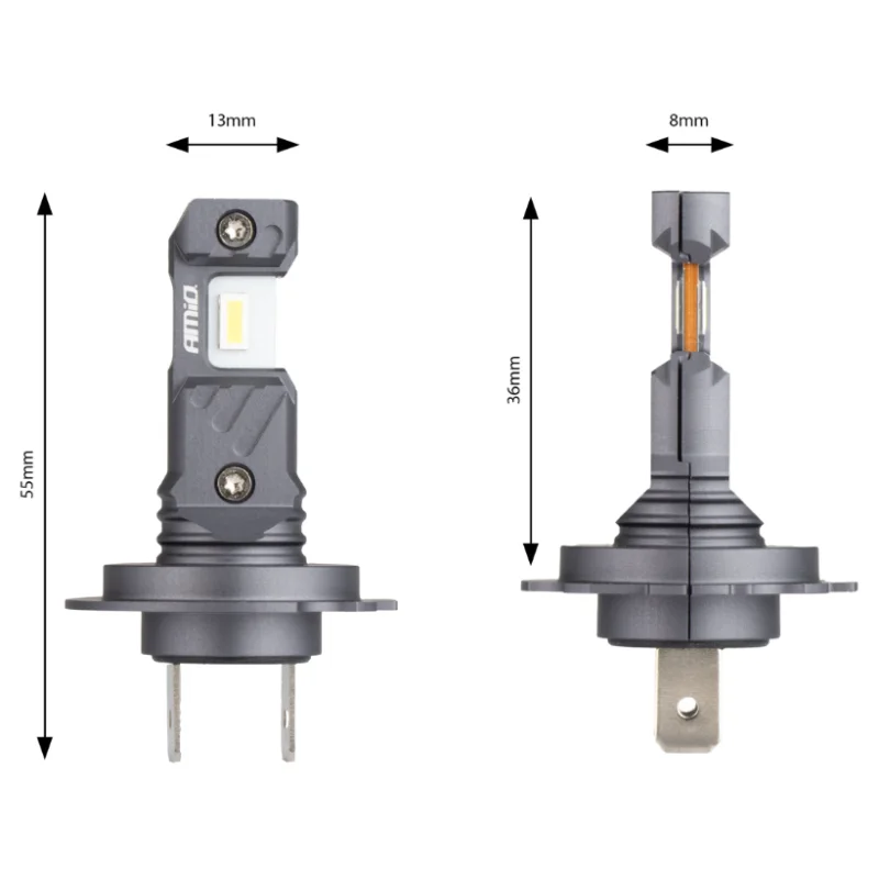 Bombillas LED H7, H18, 60W, 6000K, 12V, medidas