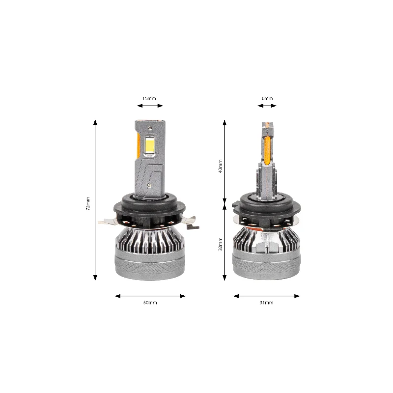Bombilla luz de cruce led H7 1, serie HP FULL Canbus, medidas