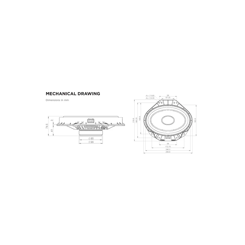 Kit Altavoces Focal IS FORD 690, 6x9" para Ford, 2 vías separadas, medidas
