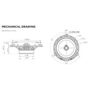 Altavoces marca Focal ICFORD165, 6,5", coaxiales para Ford, medidas