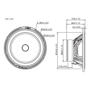 Blam Audio SR165S, medidas altavoces de 165mm, 2 vías separadas