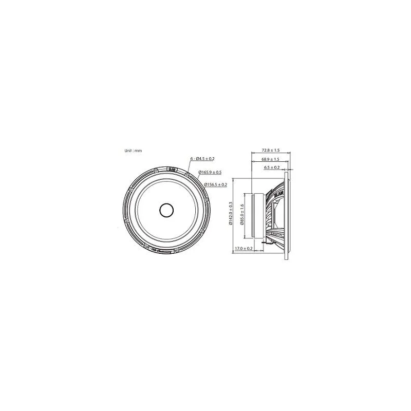 Blam Audio SR165X, medidas altavoces 6,5" vías separadas